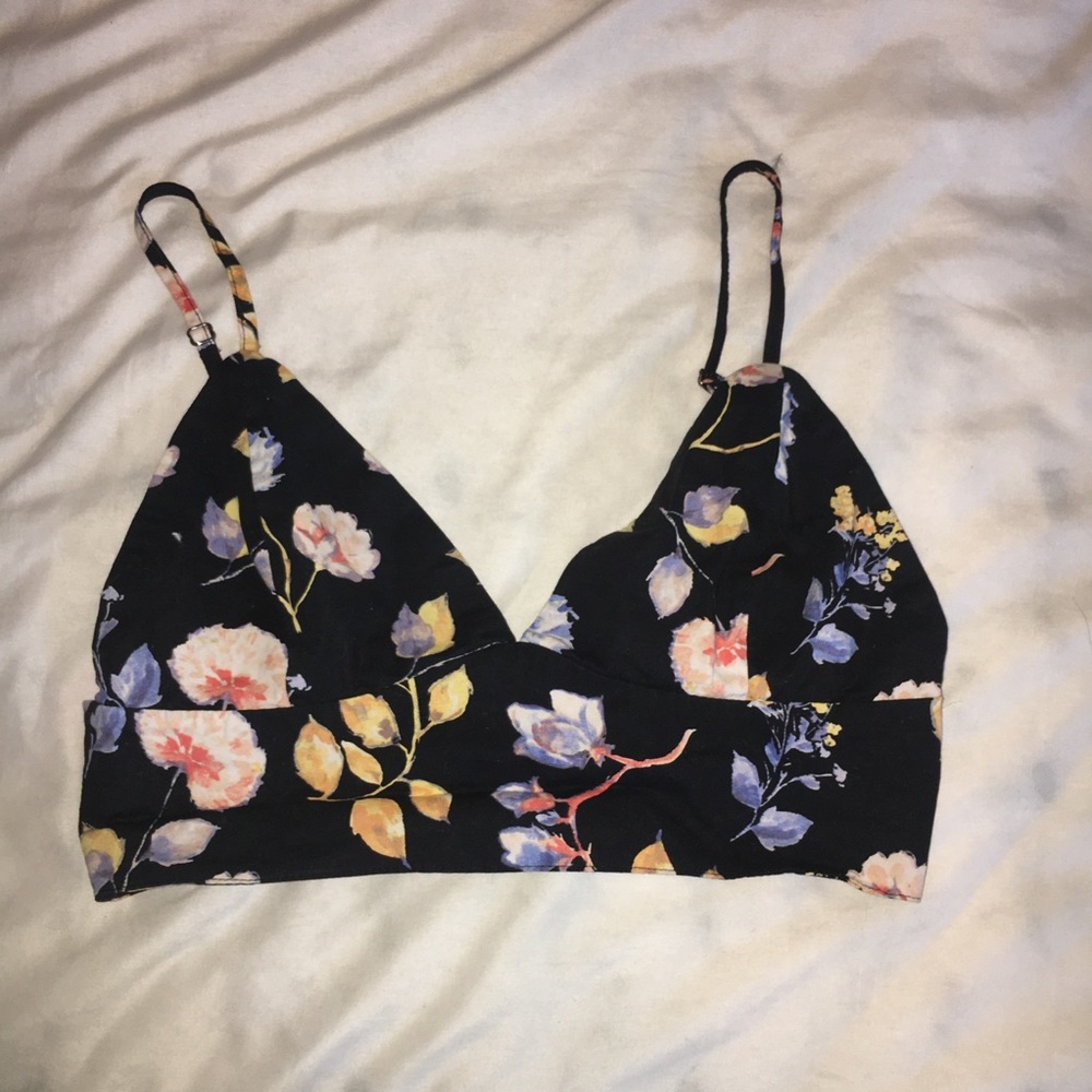 Black floral bralette top